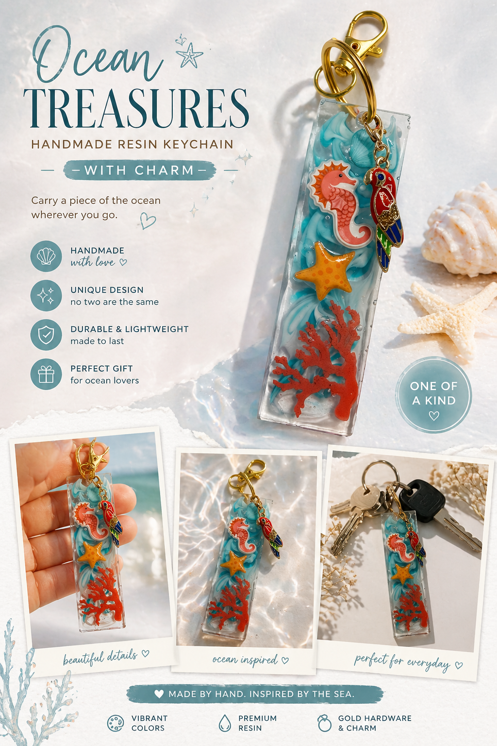 Ocean Treasure Keychain with charm