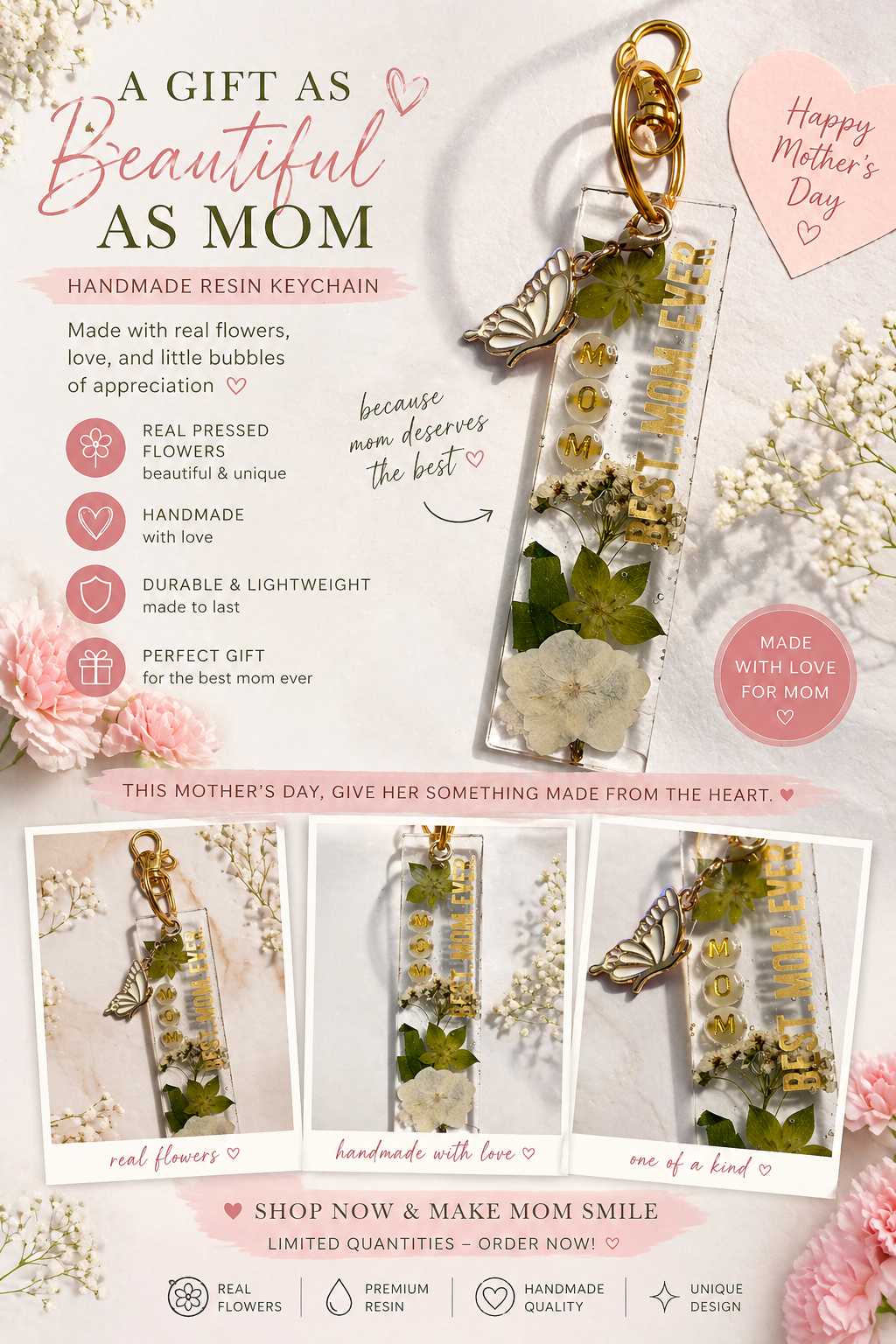 Mother’s Day Keychain with charm