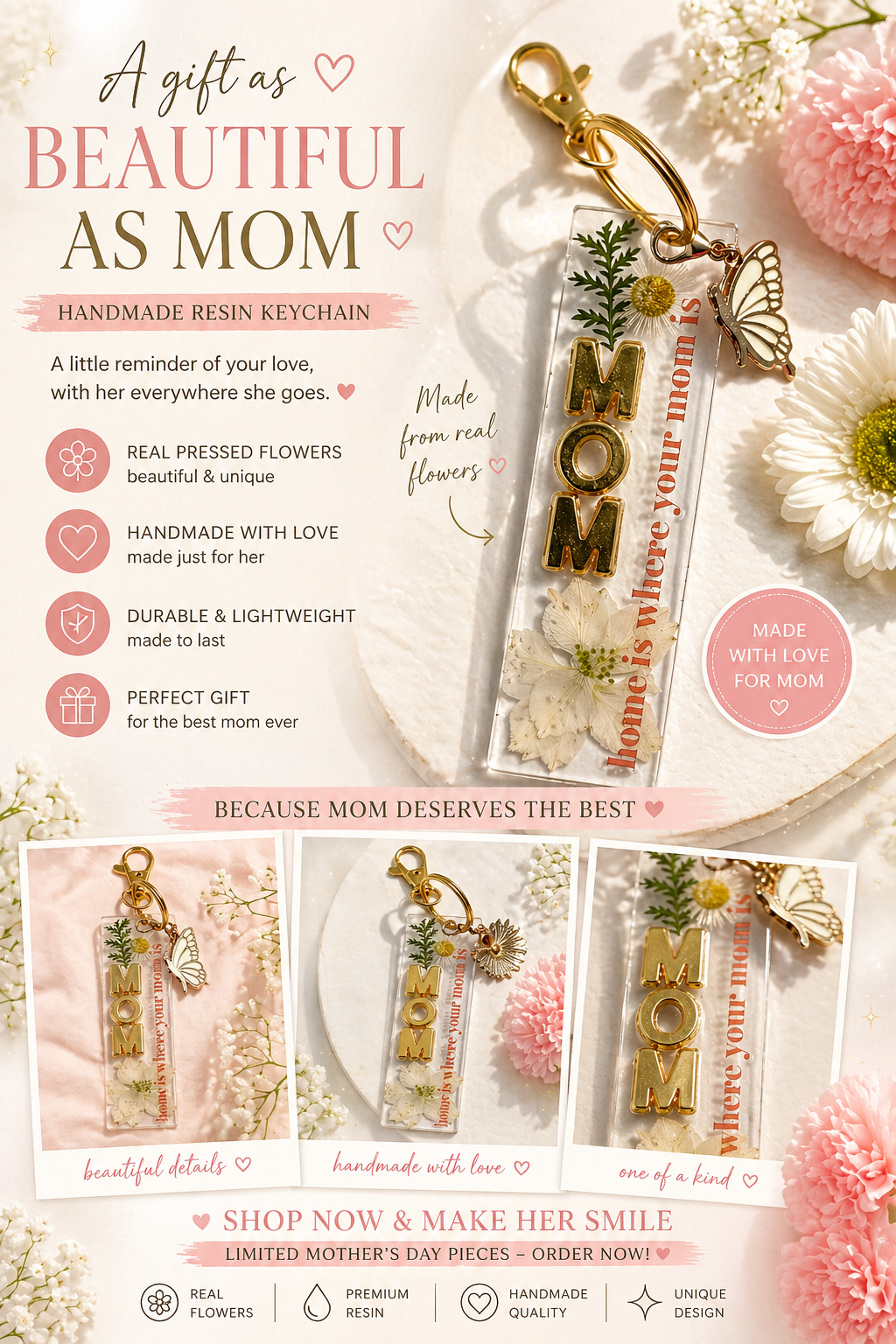 Mother’s Day Keychain with charm